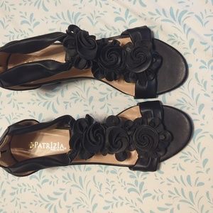 Black flowered high heels